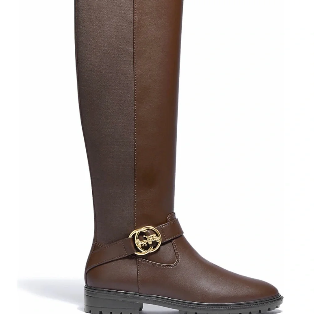 Farrah Tall Leather Boots Size 6.5B WALNUT Color - Picture 6 of 9